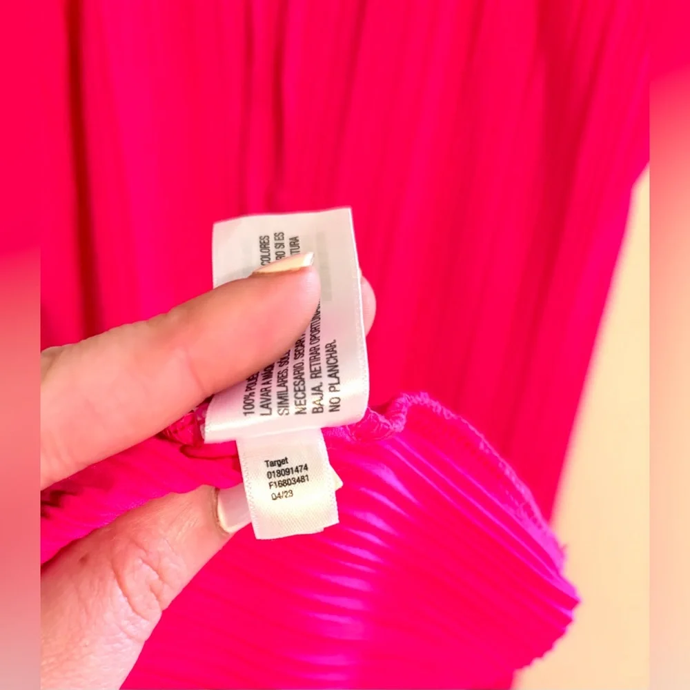 NWT Womens A New Day Hot Pink Pleated Halter Neck Thin Breathable Dress Sz Large - Picture 13 of 15